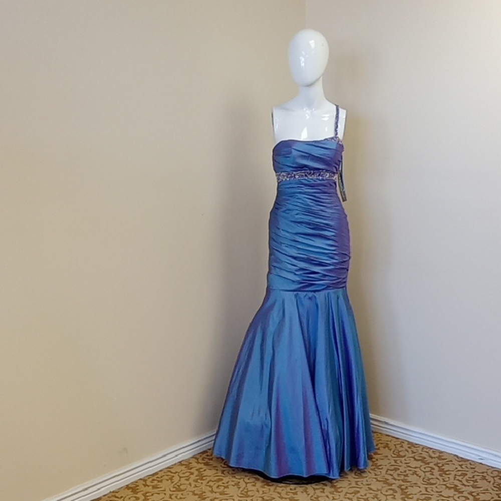 Mystique Boutique Blue and Purple Ruched Dress